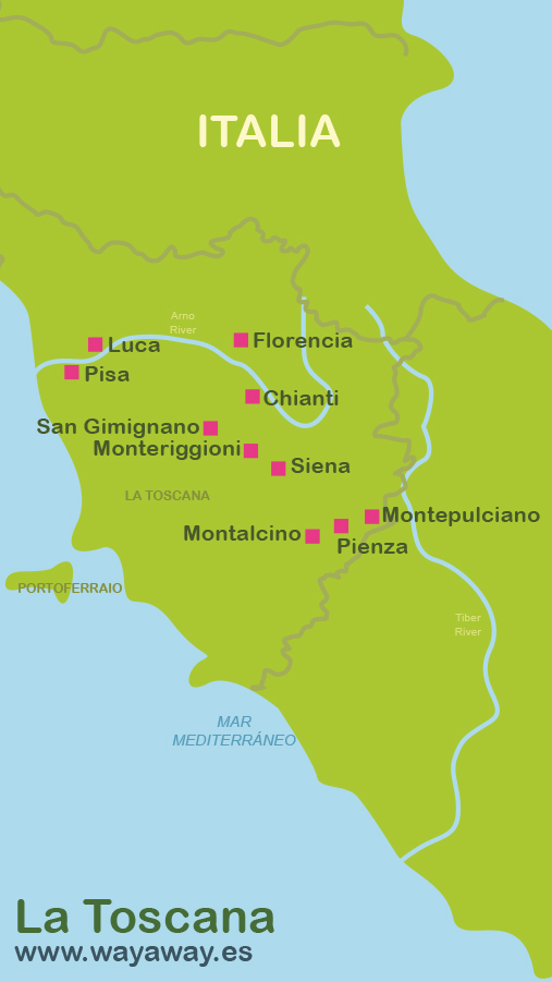 Mapa De Toscana Plano Con Rutas Turísticas